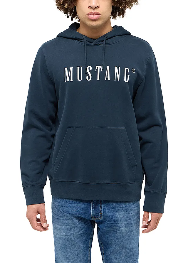 Mikina Mustang u čistej bio bavlny, farba: tmavomodrá potlačená