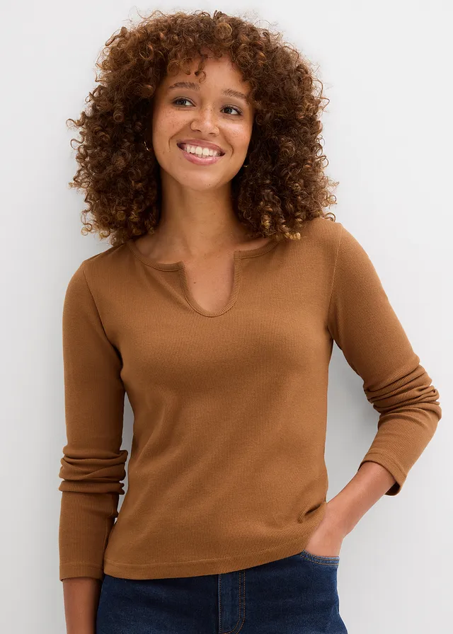 Geribd shirt met biologisch katoen • toffee • product-page.page-title-suffix