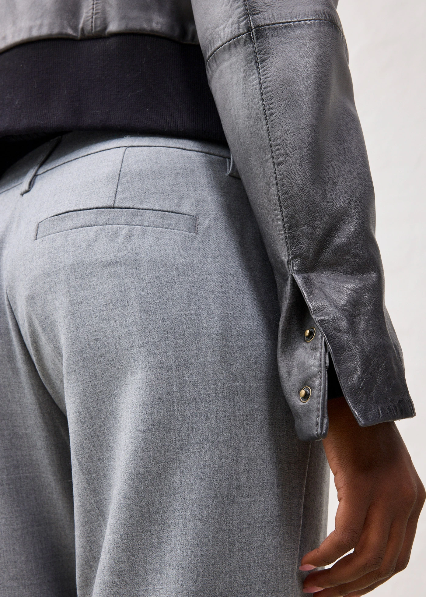 Kožená bunda z jehněčí kůže nappa • šedo-černá • bonprix obchod