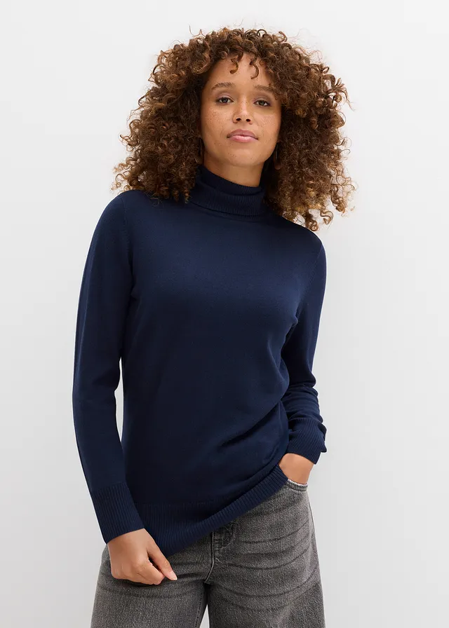 Pull col roulé en fine maille • bleu foncé • product-page.page-title-suffix