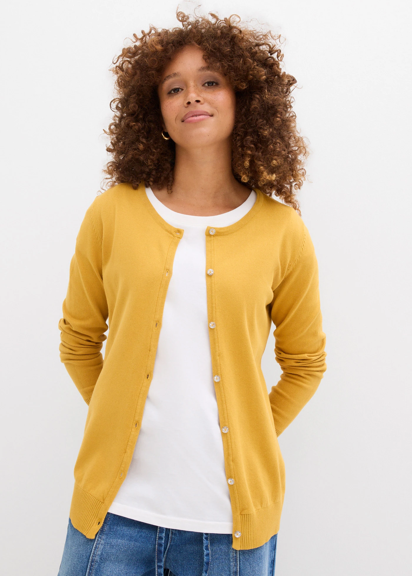 Gilet en maille • jaune moutarde • Boutique bonprix