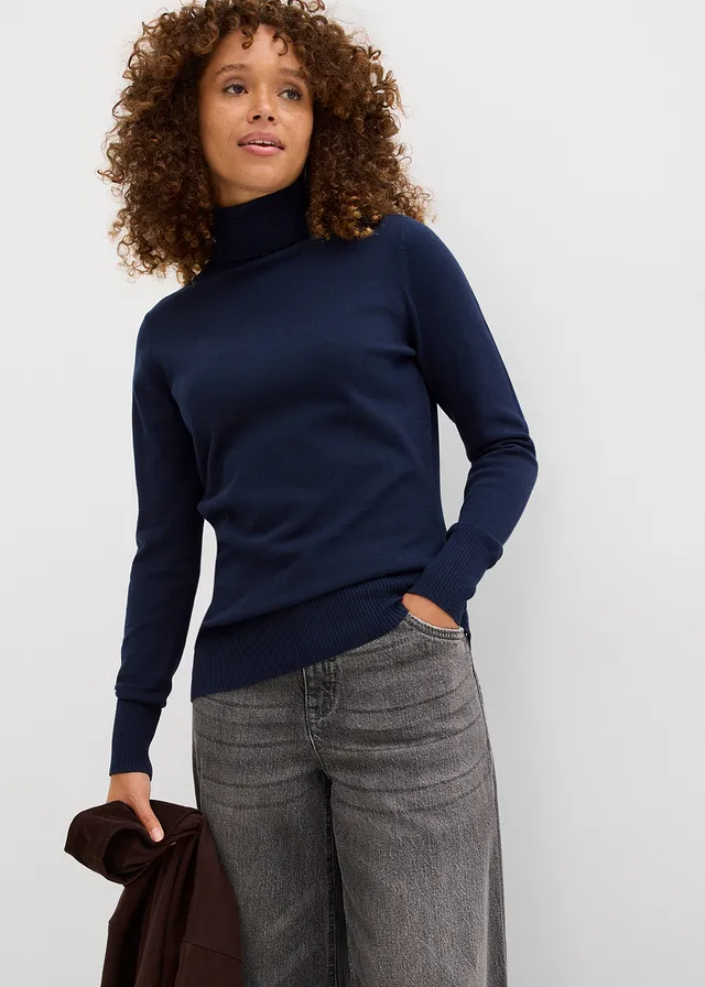 Pull col roulé en fine maille • bleu foncé • product-page.page-title-suffix
