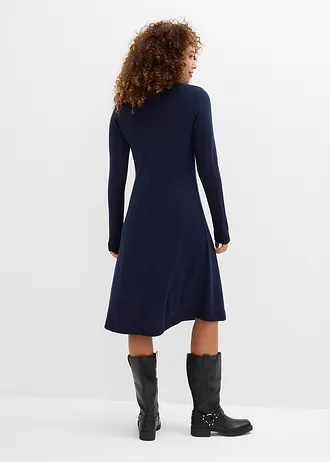 Wijd gebreide jurk, Kleur: donkerblauw