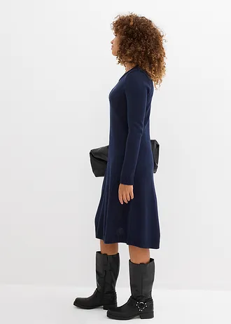 Wijd gebreide jurk, Kleur: donkerblauw