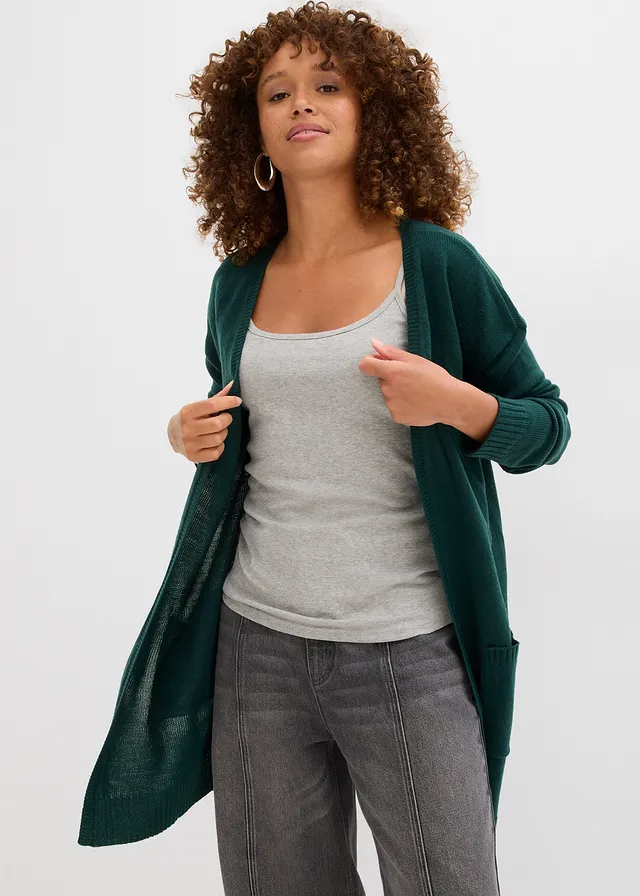 Gilet long en maille • vert profond • product-page.page-title-suffix