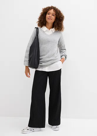 Měkký svetr z jemné pleteniny, s balonovými rukávy • světle šedý melír melír • bonprix obchod