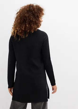 Lange trui met gerecycled katoen, Kleur: zwart