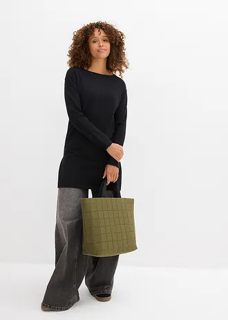 Lange trui met gerecycled katoen, Kleur: zwart