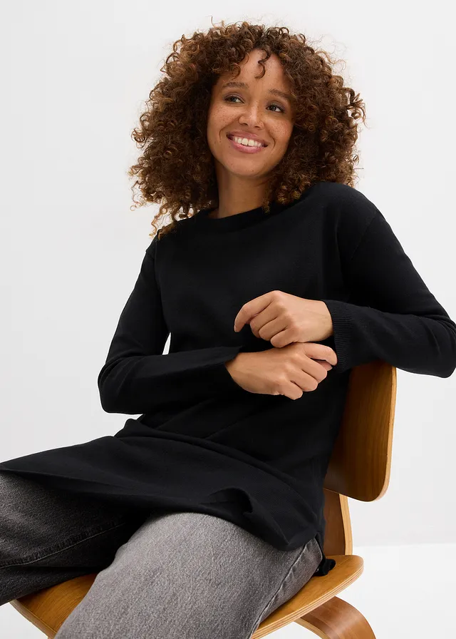 Pull long en coton recyclé majoritaire • noir • product-page.page-title-suffix