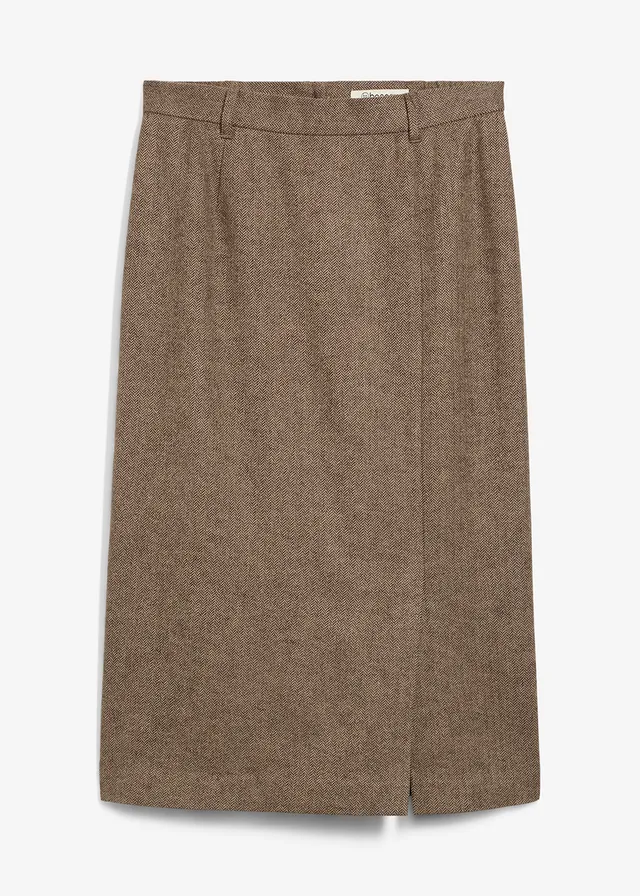 Pouzdrová sukně s vlnou • tmavě hnědá melír • bonprix obchod