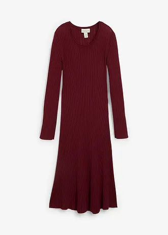 Pletené šaty z merino vlny, barva: javorově červená