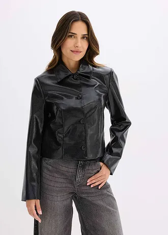 Kort jasje van imitatieleer • zwart • bonprix online shop