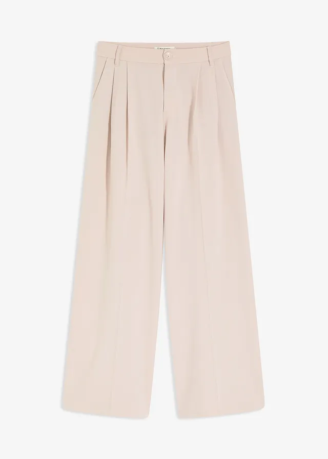 Pantaloni vaporoși cu pense ornamentale din amestec de viscoză