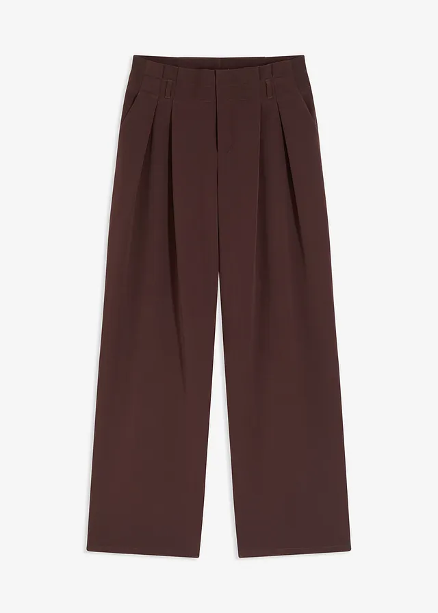 Pantalon à pinces avec  taille élastiquée • marron foncé • Boutique bonprix