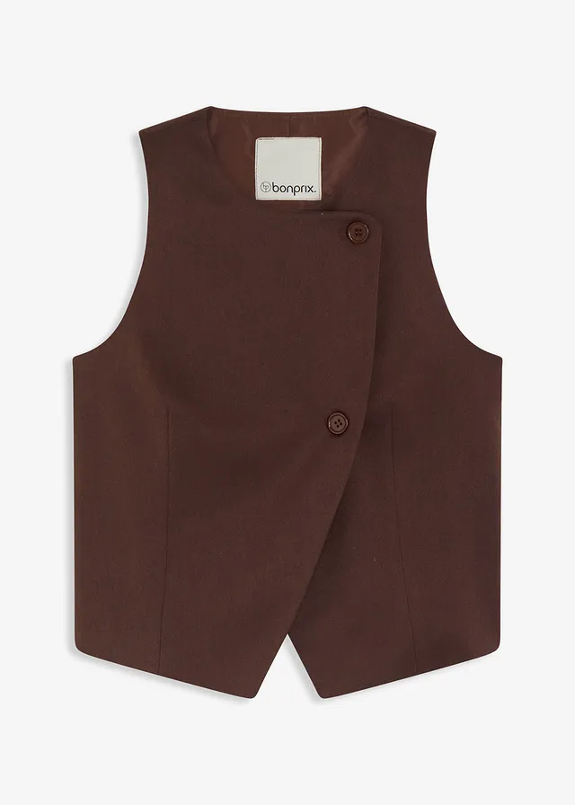 Gilet sans manches en viscose mélangée, Couleur: marron foncé