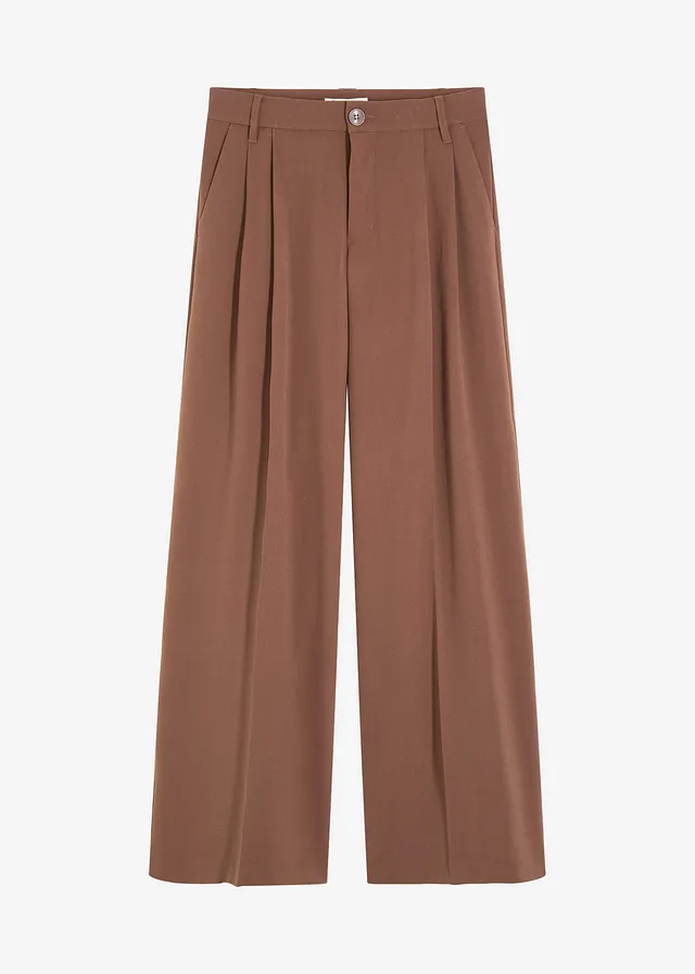 Pantaloni vaporoși cu pense ornamentale din amestec de viscoză