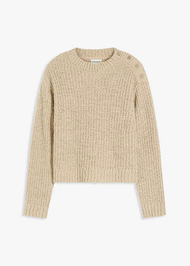 Pull en grosse maille • roseau mat chiné • Boutique bonprix