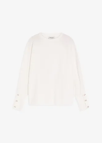 Trui met parelknopen, Kleur: wolwit