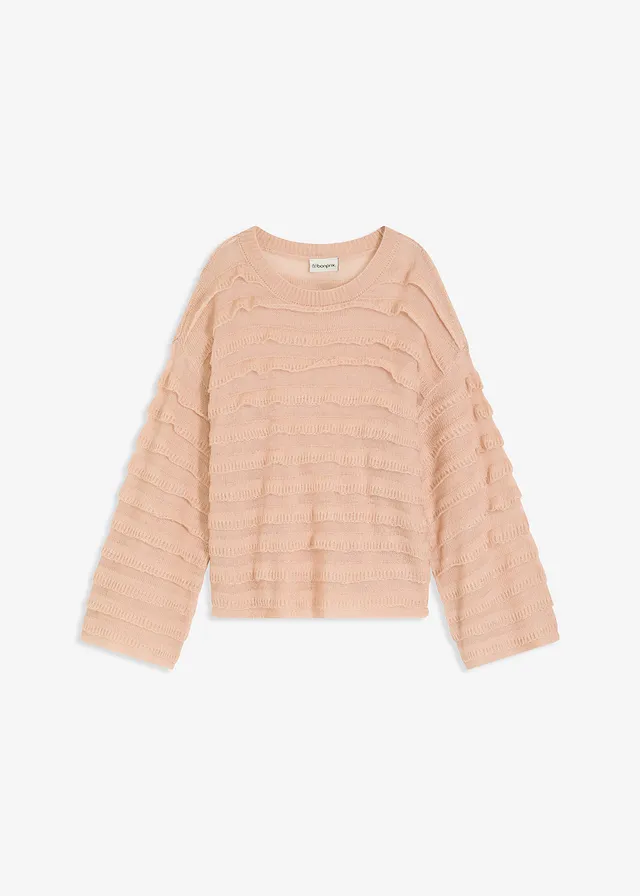 Pull oversize semi-transparent • beige mat • Boutique bonprix