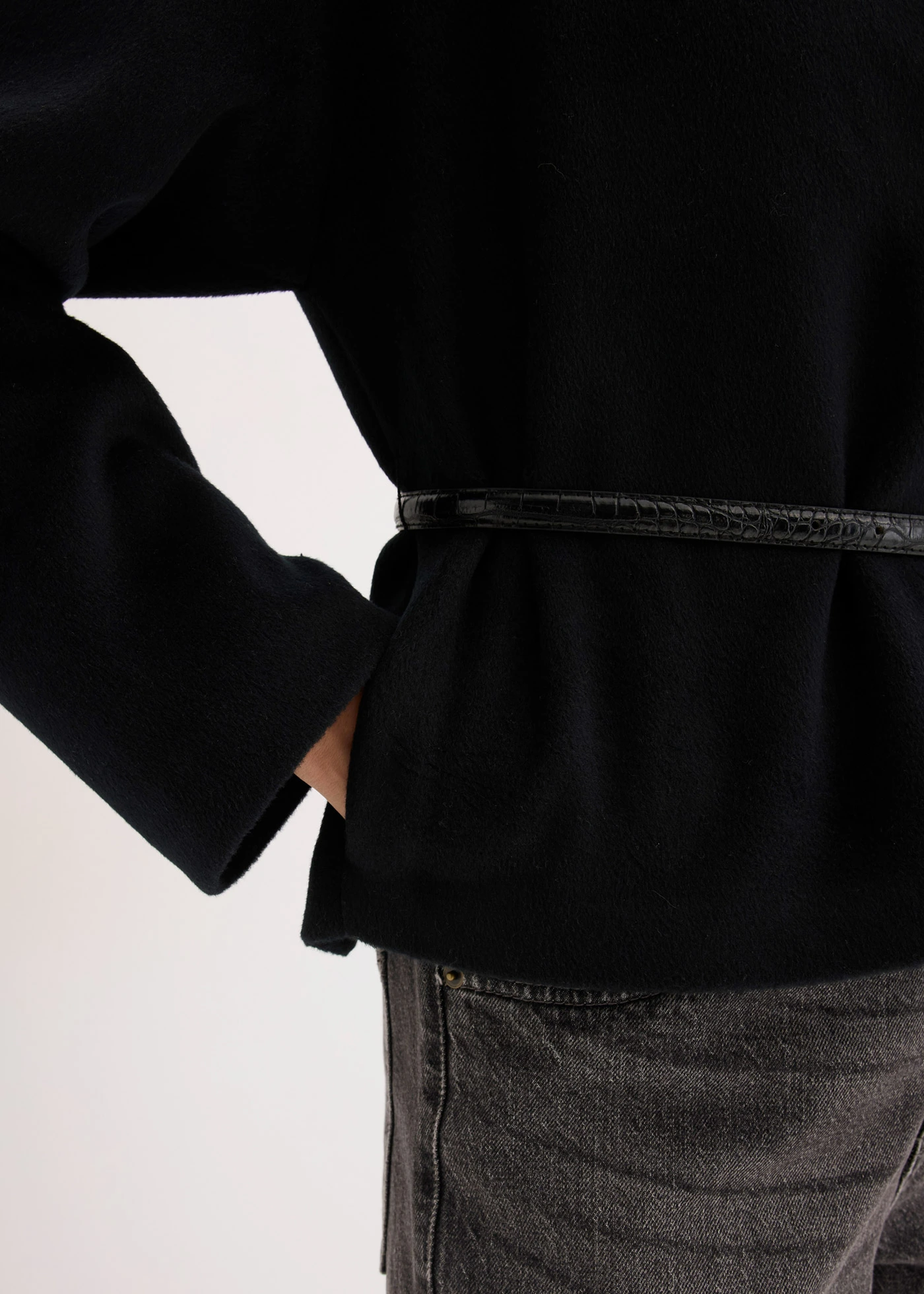 Blazer oversize avec ceinture, non doublé • noir • Boutique bonprix