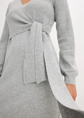 Pletené šaty ze směsi s viskózou • světle šedý melír • bonprix obchod