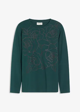 T-shirt manches longues avec roses imprimées