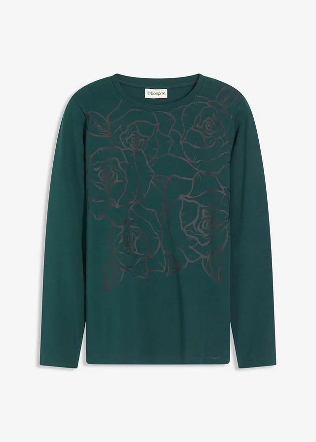 Tričko s dlhým rukávom s potlačou ruží