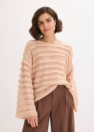 Pull oversize semi-transparent • beige mat • Boutique bonprix
