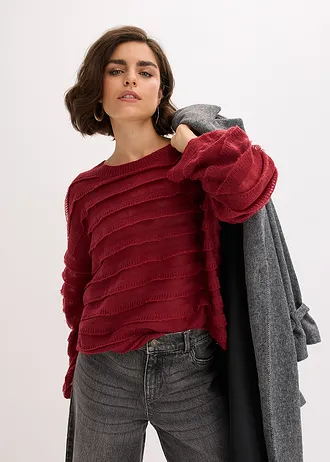 Oversize svetr, polotransparentní • švestkově červená • bonprix obchod