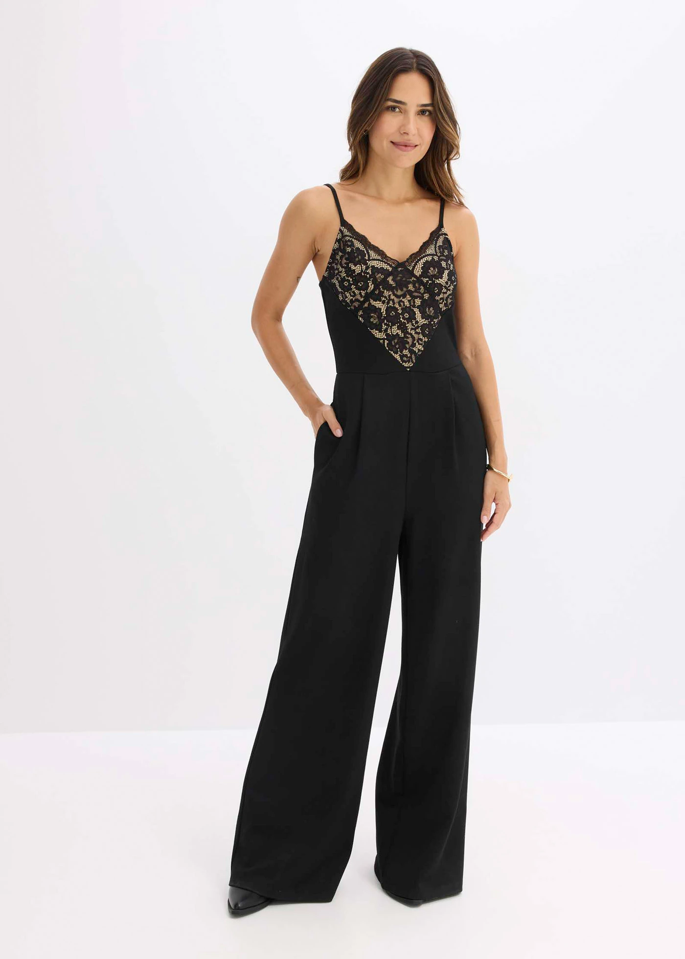 Morgan cropped jumpsuit met kant