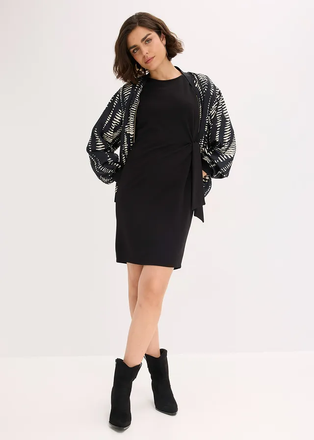 Robe en jersey noir-sable imprimé