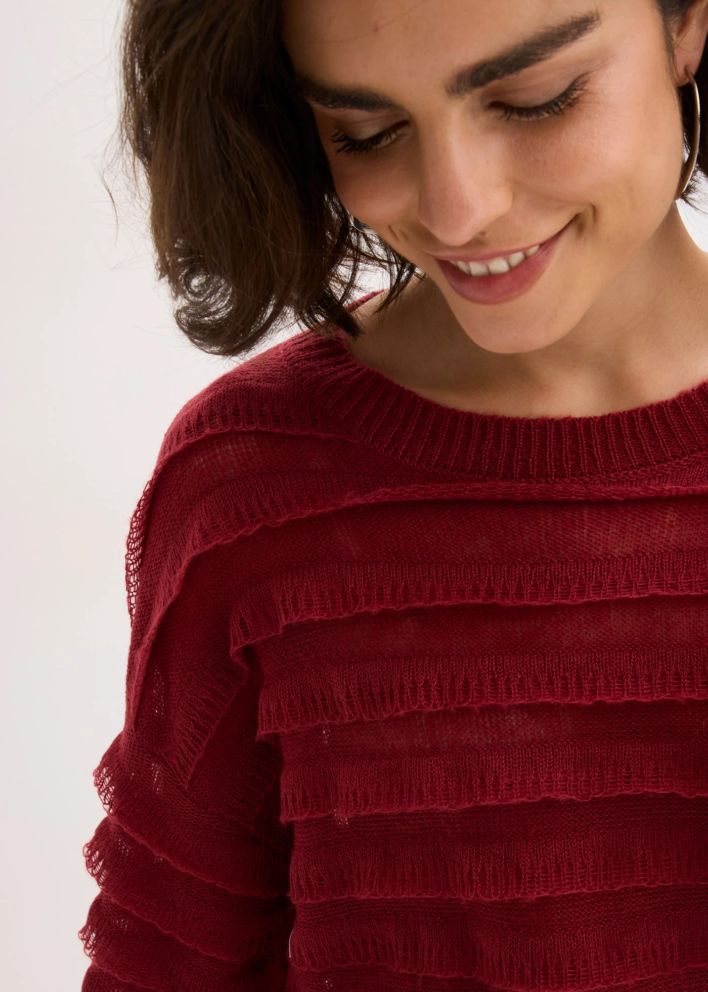 Pull oversize semi-transparent • rouge prune • Boutique bonprix