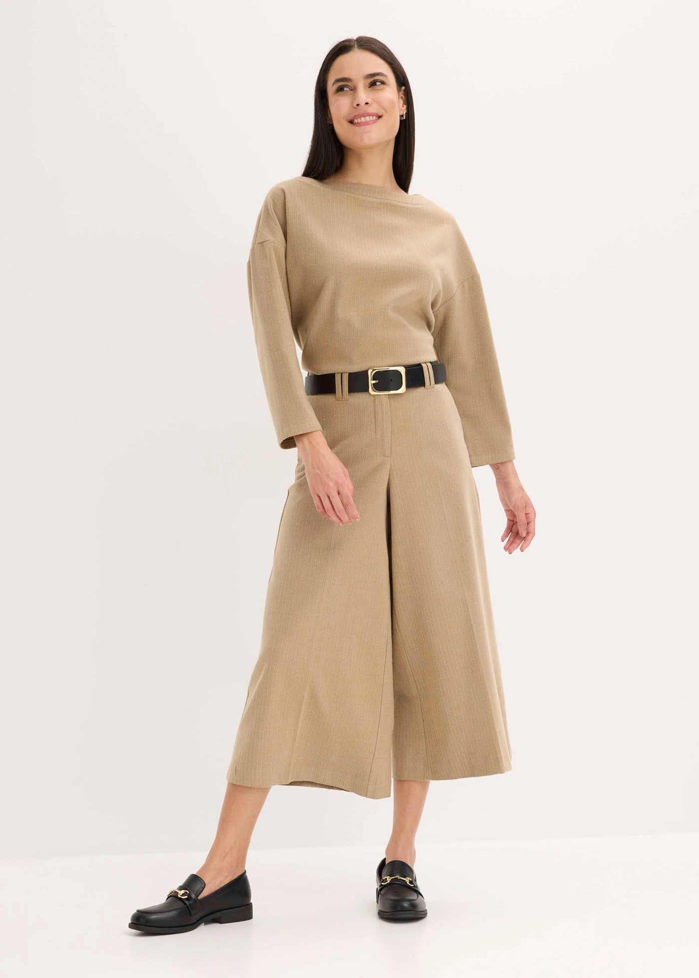 Jupe-culotte motif chevrons • noyer chiné • Boutique bonprix