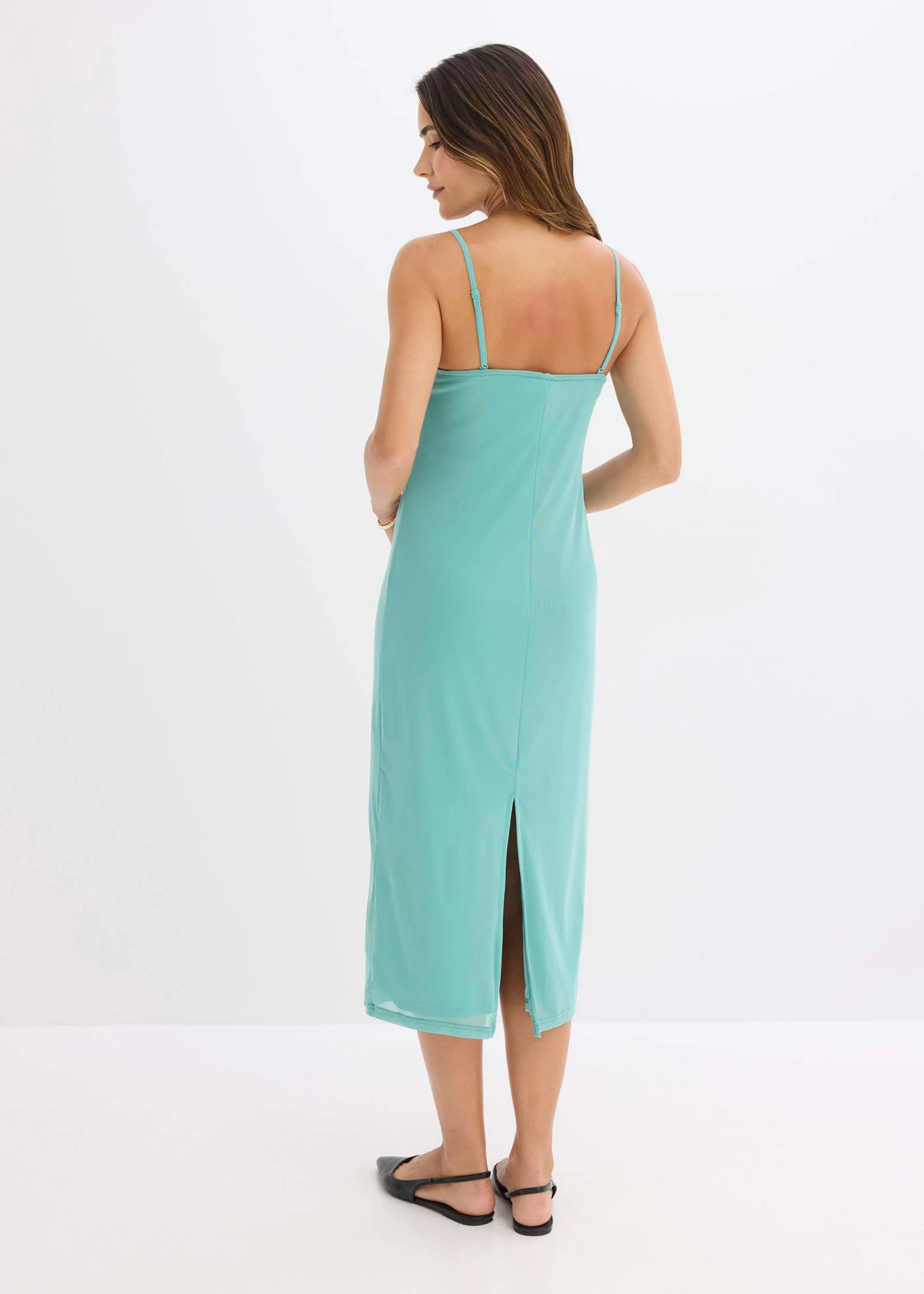 Robe longue au décolleté plongeant • turquoise clair • Boutique bonprix