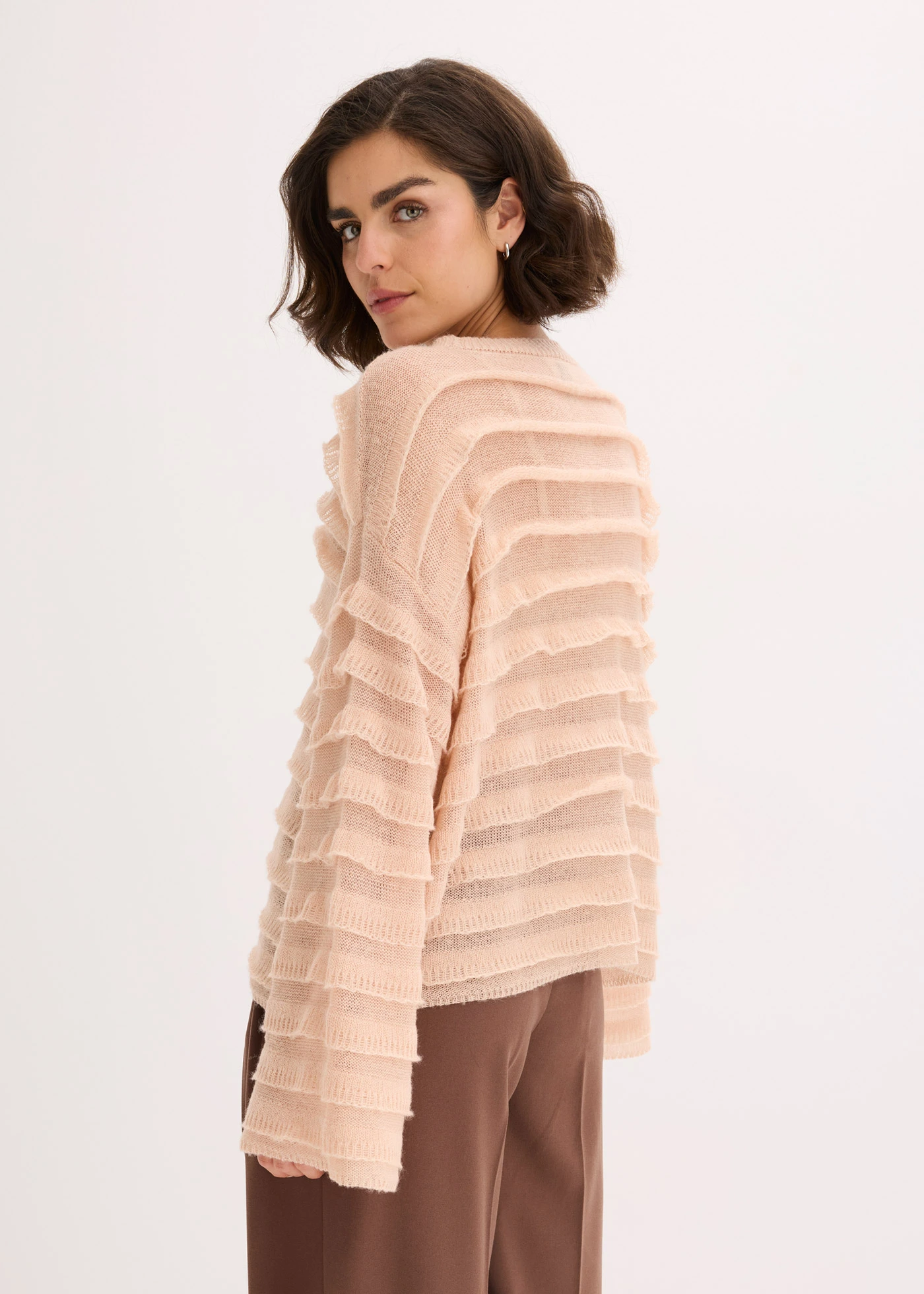 Oversized trui, semi-transparant • mat beige • bonprix online shop