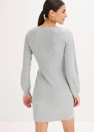 Pletené šaty ze směsi s viskózou • světle šedý melír • bonprix obchod