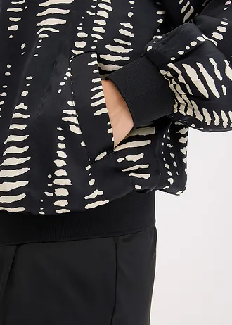 Blouson en satin fluide • noir-sable imprimé • Boutique bonprix