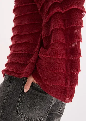 Oversized trui, semi-transparant • pruimrood • bonprix online shop