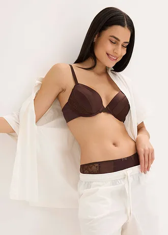 Vyztužená podprsenka s luxusním lesklým efektem • tmavě hnědá • bonprix obchod