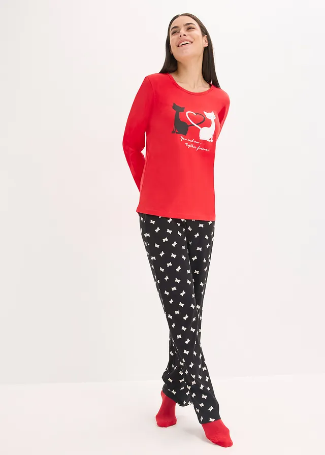 Pyjama et masque de nuit • rouge salsa-noir imprimé • product-page.page-title-suffix