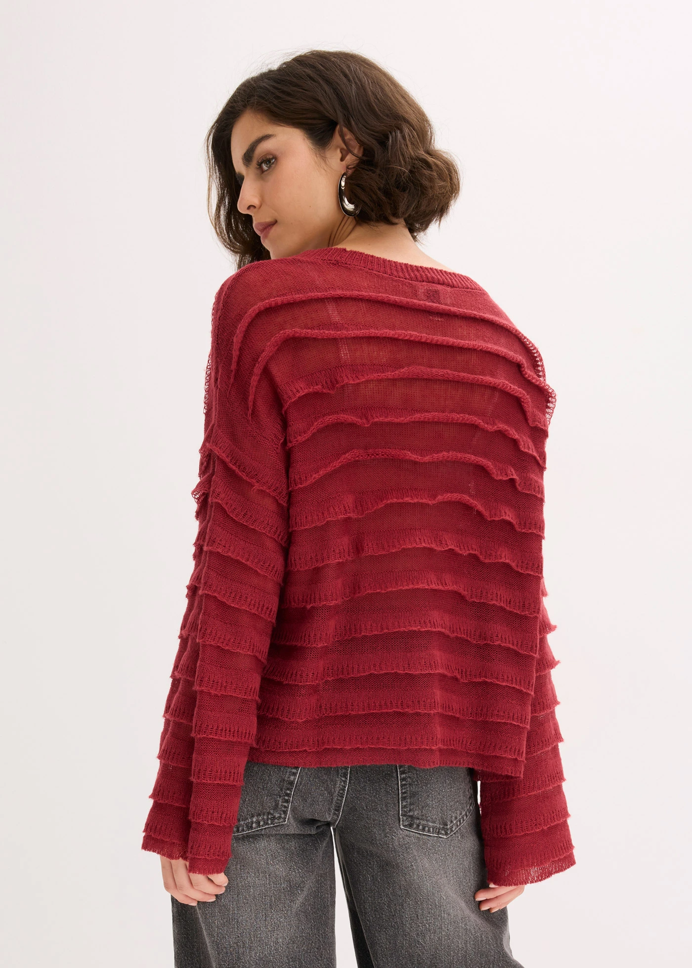 Pull oversize semi-transparent • rouge prune • Boutique bonprix