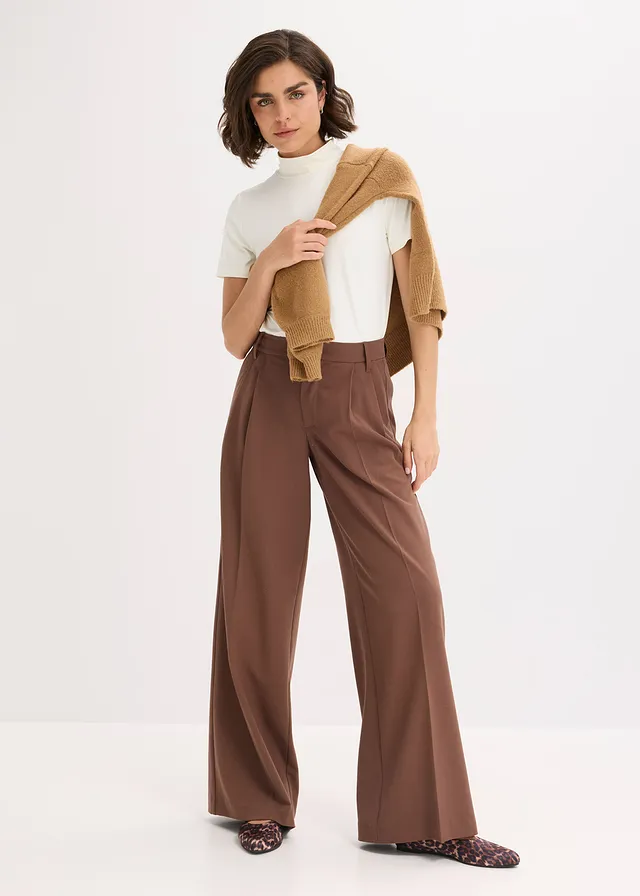 Pantalon fluide à pinces en viscose mélangée • marron • product-page.page-title-suffix