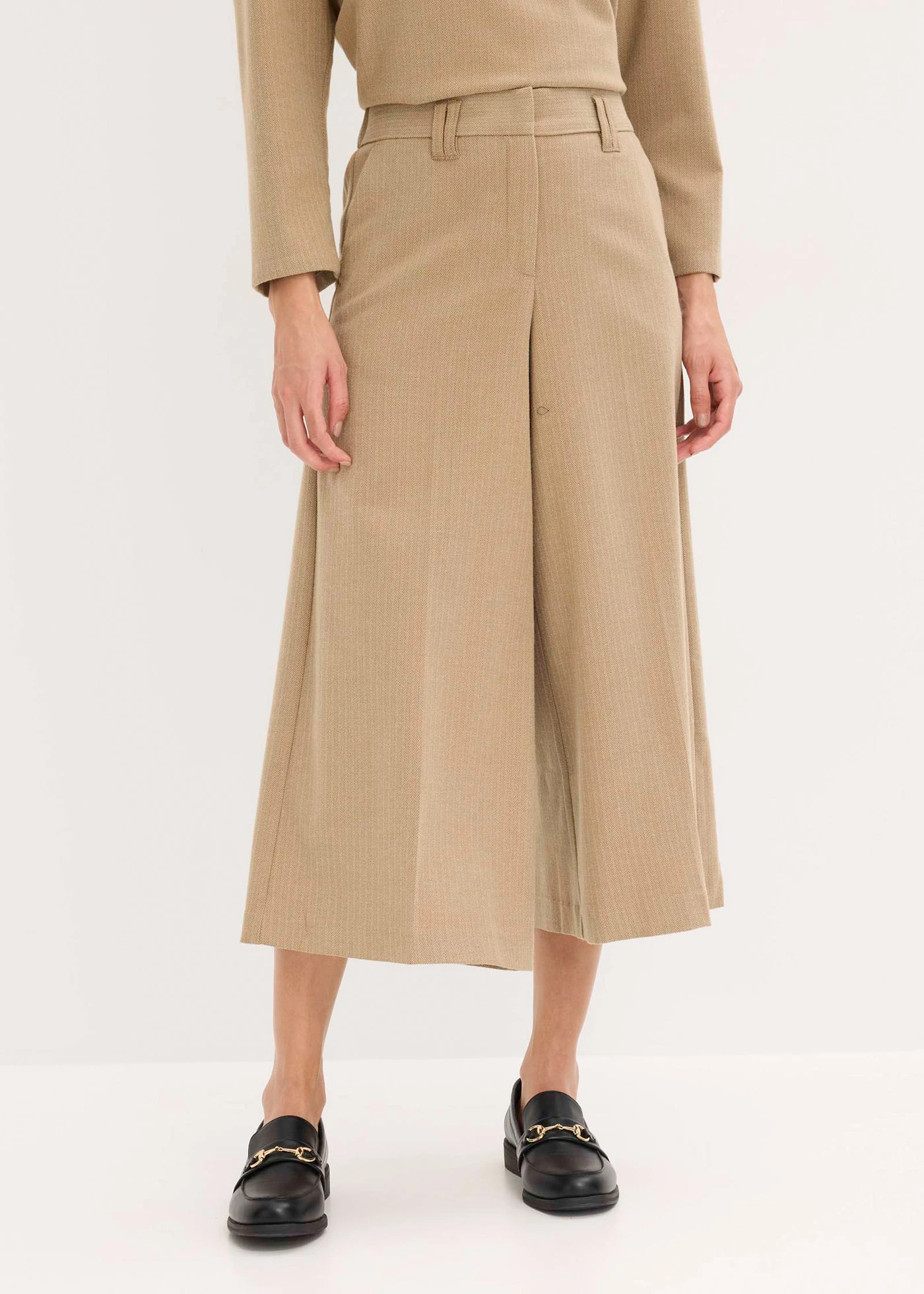 Halszálkamintás nadrág gyapjú hatású anyagból • dióbarna melírozott • bonprix áruház