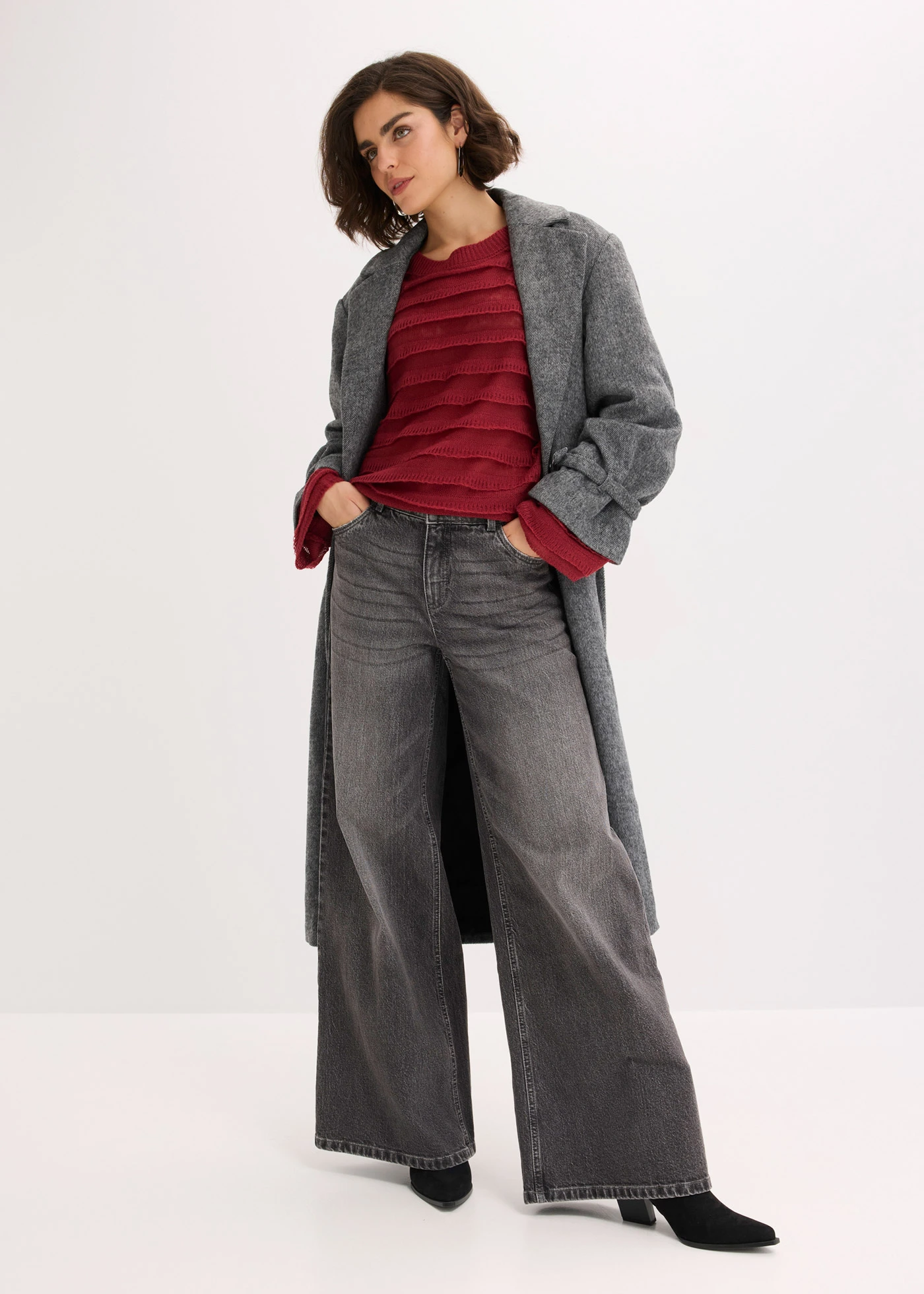 Pull oversize semi-transparent • rouge prune • Boutique bonprix