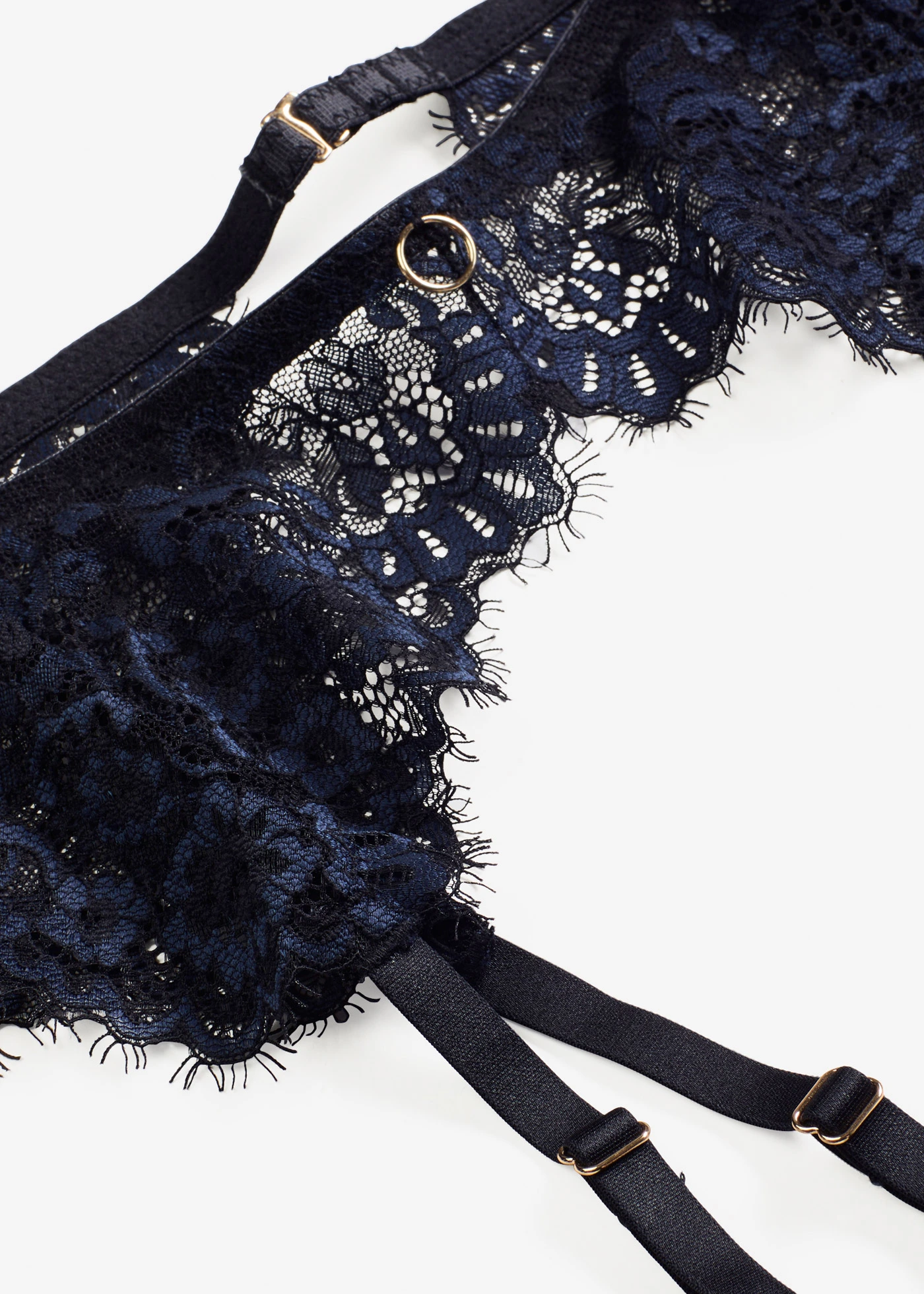 Podvazkový pás z jemné krajky • černo-tmavě modrá • bonprix obchod