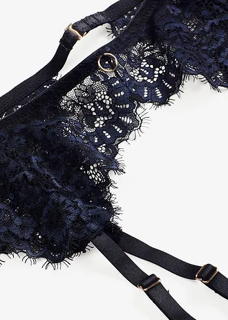 Podvazkový pás z jemné krajky • černo-tmavě modrá • bonprix obchod