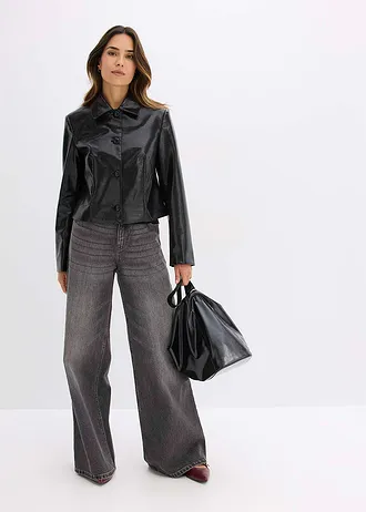 Kort jasje van imitatieleer • zwart • bonprix online shop