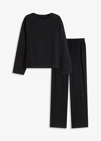 Volnočasová domácí souprava z měkké bavlny, oversize • černá • bonprix obchod