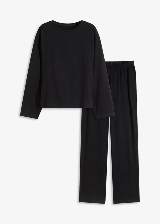 Volnočasová domácí souprava z měkké bavlny, oversize • černá • bonprix obchod