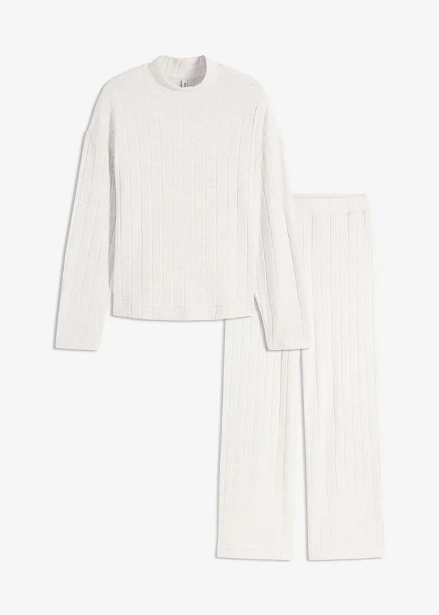 Costum de casă loungewear din material ripsat moale, oversized